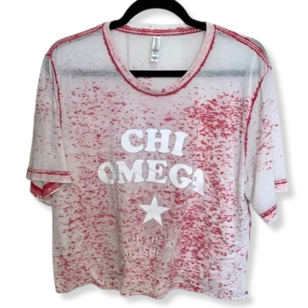 Bella + Canvas Acid Wash Tee Chi Omega Sorority Red Medium